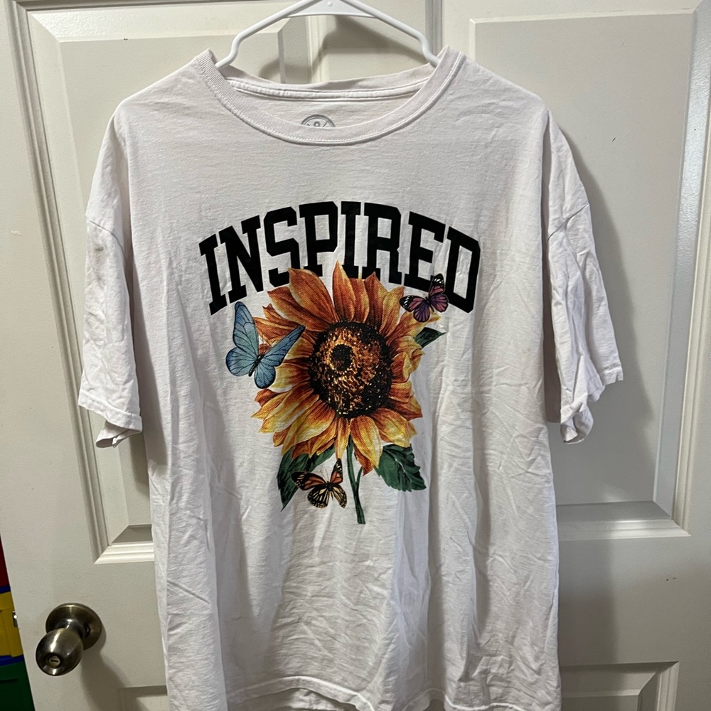 Inspired Graphic Tee with Sunflower and Butterflies